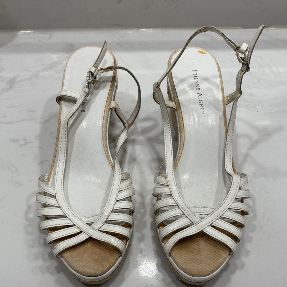 Etienne Aigner Cream Strappy Sandals